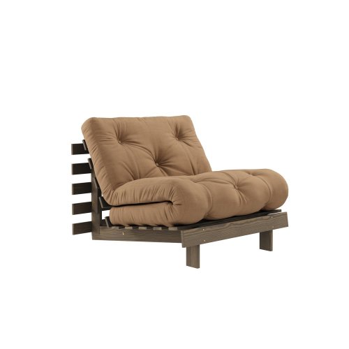 sofa ROOT natural pine (pohovka z borovice) - Barva: karup carob, rozměr: 90*200 cm, barva futonu: mocca 755