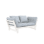 sofa BEAT natural pine (pohovka z borovice) - Barva: karup white, barva futonu: beach blue 611