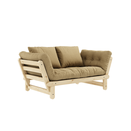 sofa BEAT natural pine (pohovka z borovice) - Barva: karup natural, barva futonu: wheat beige 758