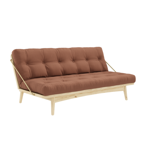 sofa FOLK natural pine (pohovka z borovice) - Barva: karup natural, barva futonu: clay brown 759