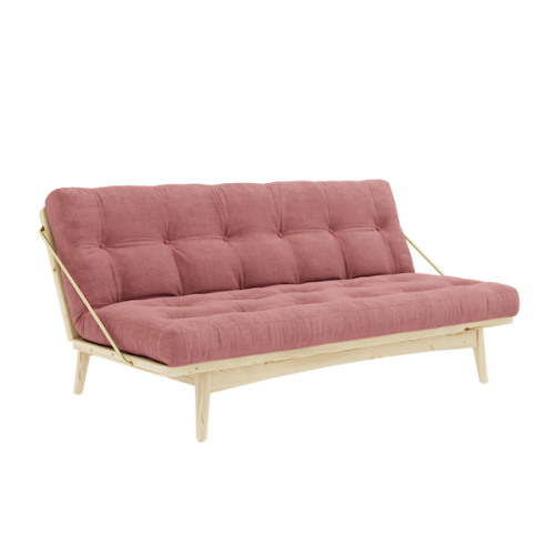 sofa FOLK natural pine (pohovka z borovice) - Barva: karup natural, barva futonu: sorbet pink 516